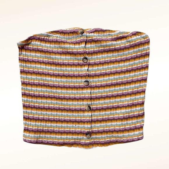 American Eagle Outfitters Tops - American Eagle Ribbed Tube Top Size Medium Multicolor Stripes Summer Festival